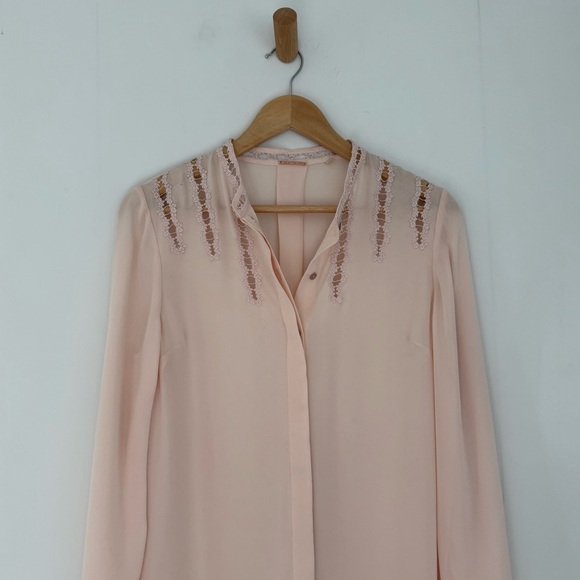 Elie Tahari powder pink silk Samaira long button down tunic blouse - Small - Picture 3 of 8